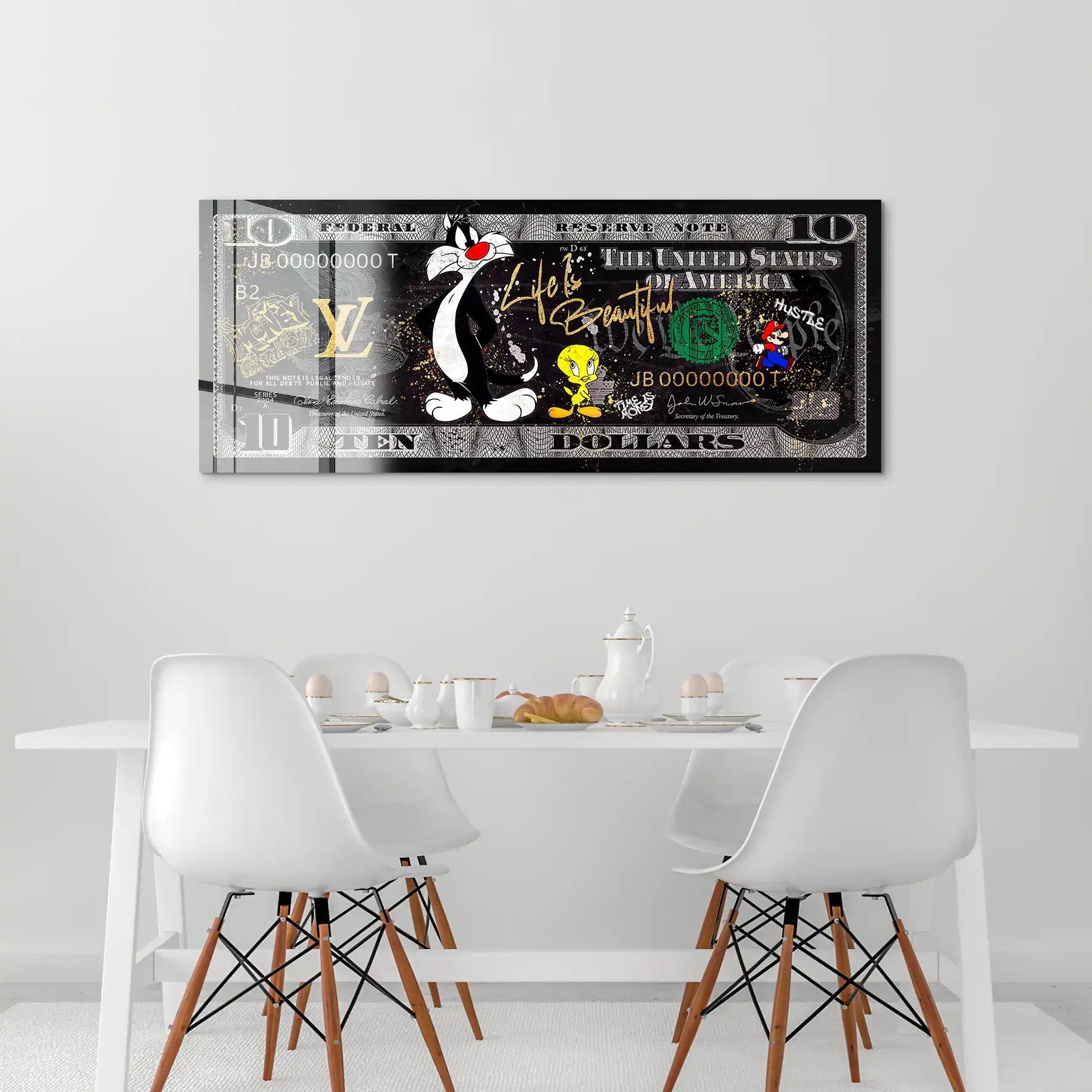 Tweety und Sylvester Hustle Dollar Acrylglas Bild INGALERIE