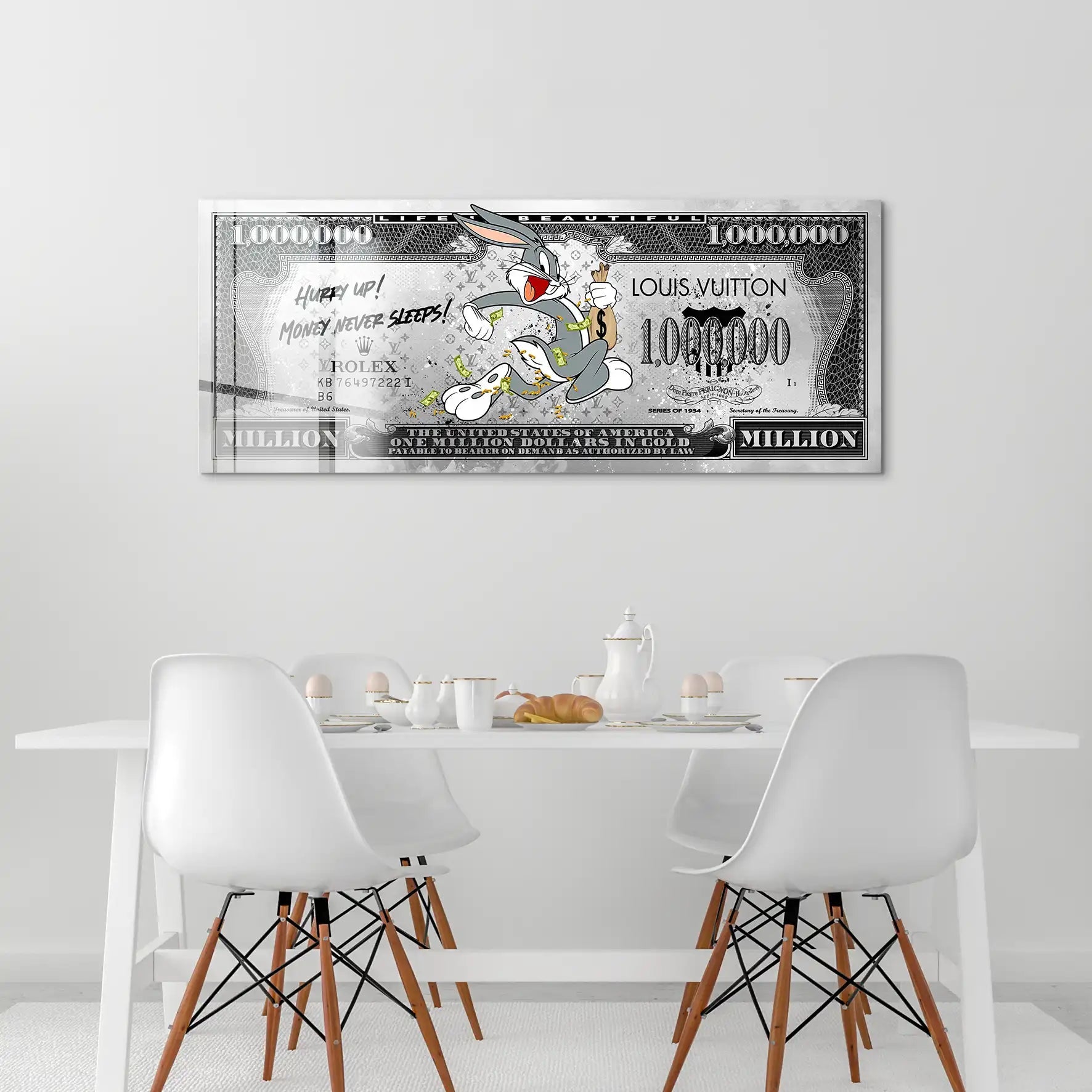 Bunny Dollar Hurry Up Silver Style Acrylglas Bild INGALERIE