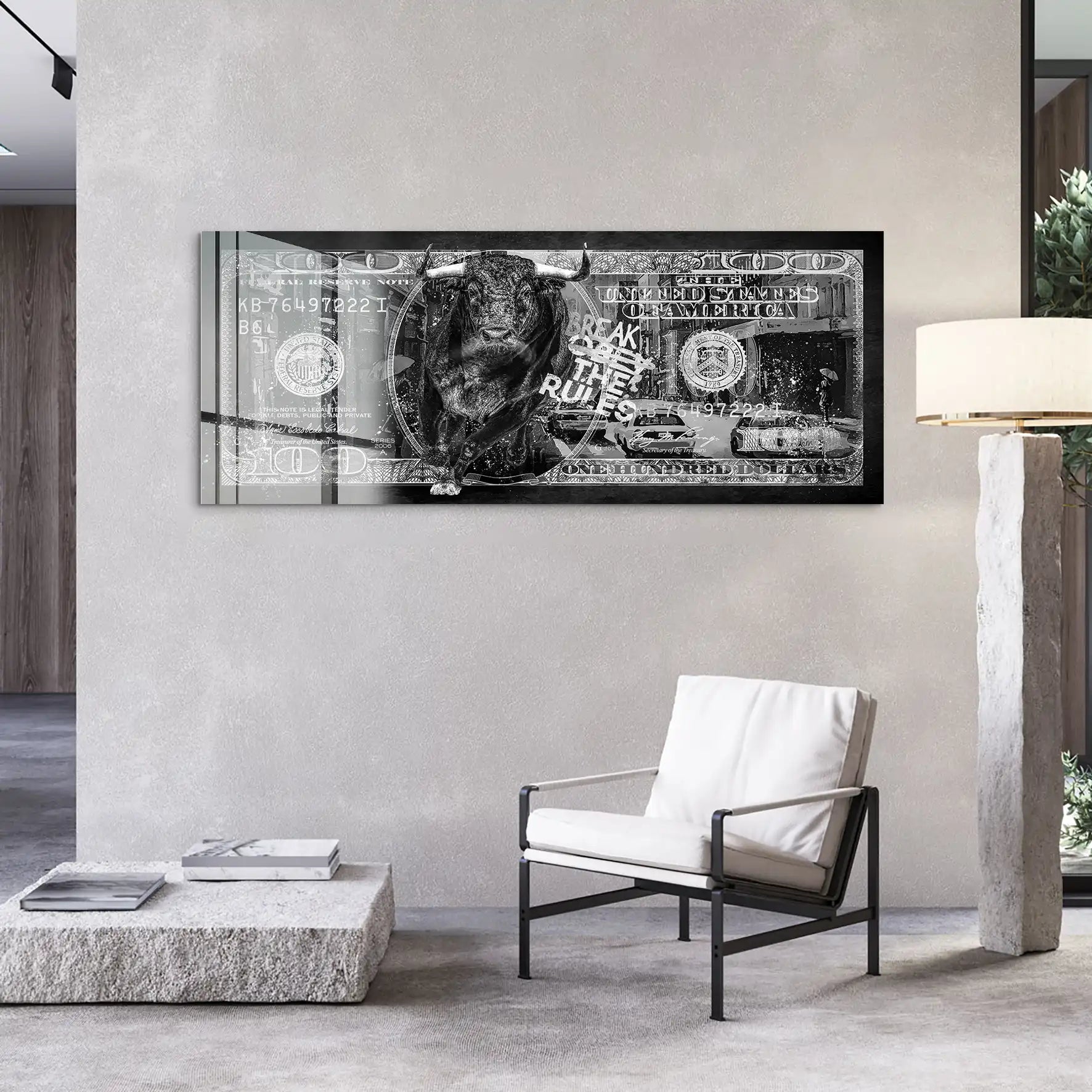 Dollar Stier NY Rules Black Acrylglas Bild INGALERIE