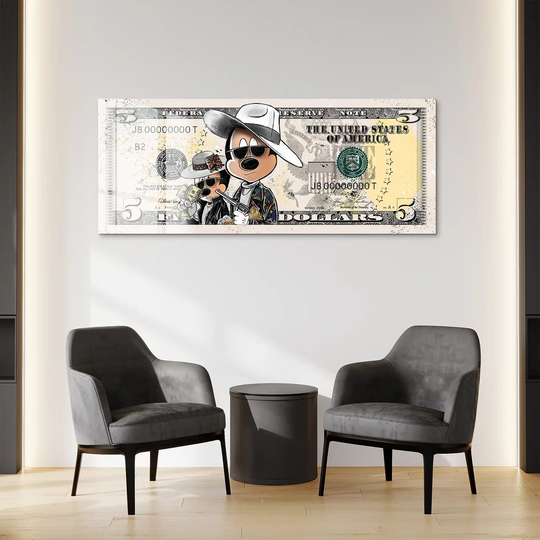 Micky und Minnie Maus Dollar Pop ArtAcrylglas Bild INGALERIE