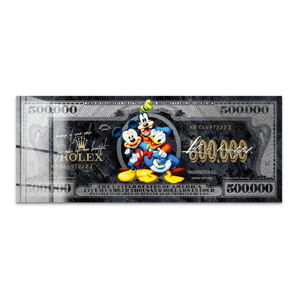 Micky Goofy Donald Dollar Acrylglas Bild INGALERIE