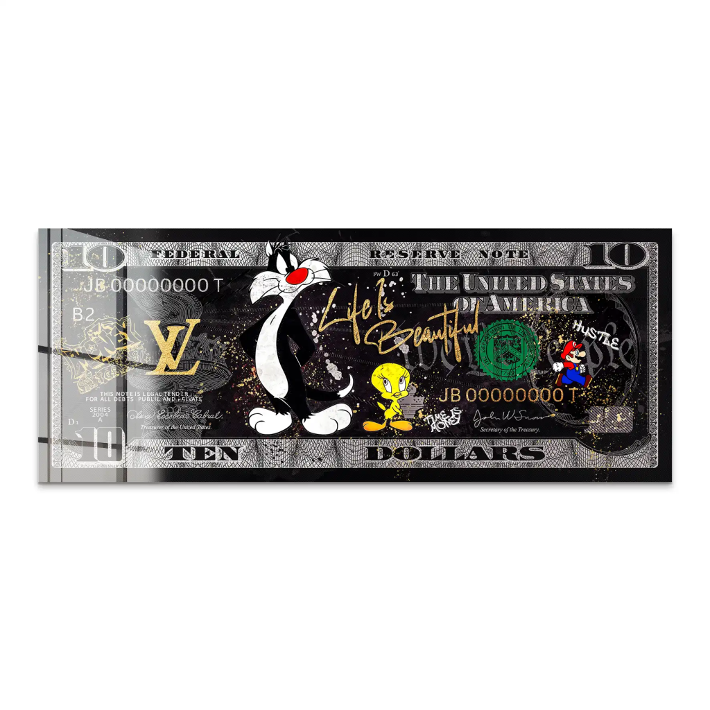 Tweety und Sylvester Hustle Dollar Acrylglas Bild INGALERIE