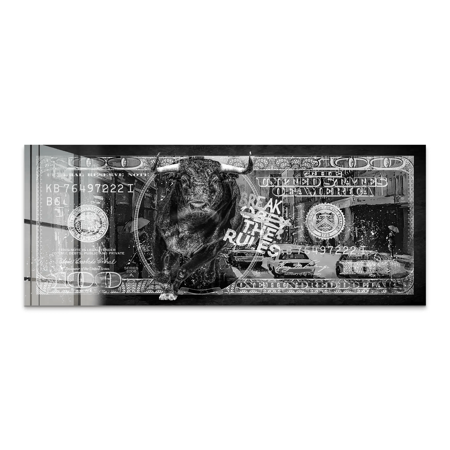 Dollar Stier NY Rules Black Acrylglas Bild INGALERIE