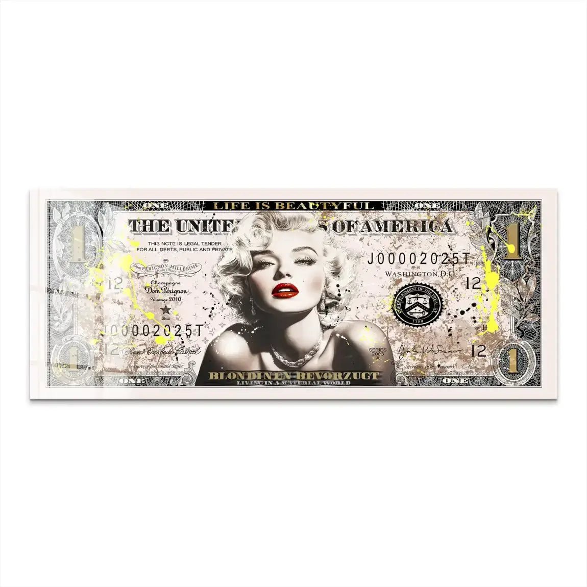 Marilyn Monroe Dollar Acrylglas Bild INGALERIE