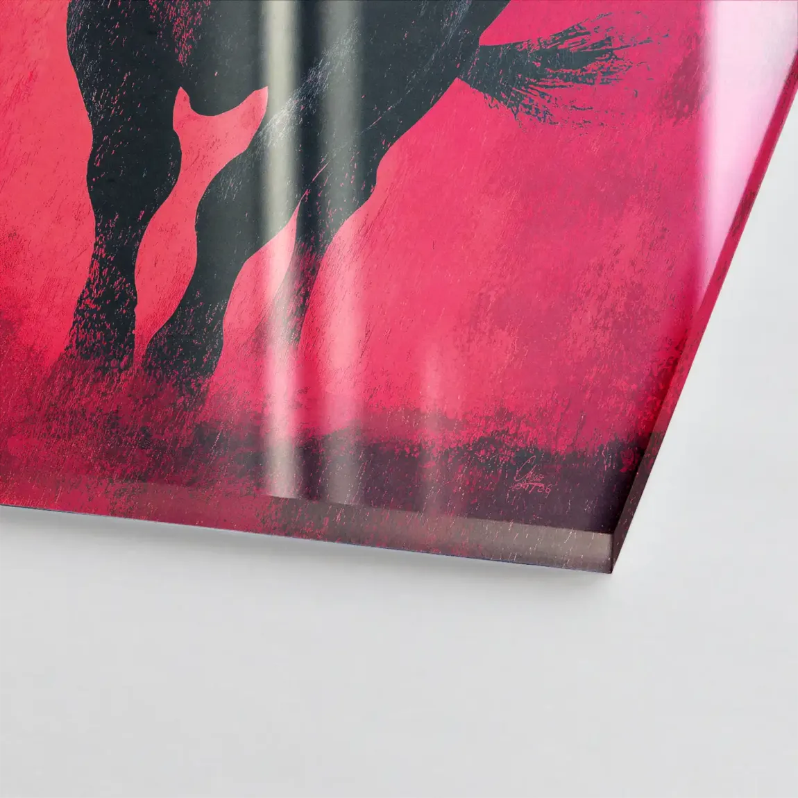 Stier in Rot Acrylglasbild