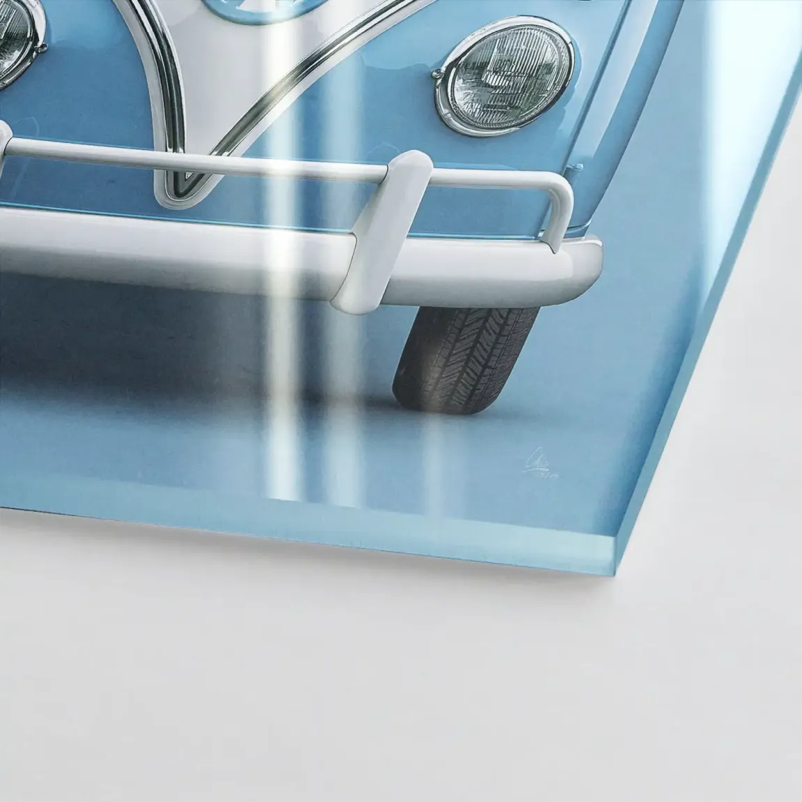 Blue VW Bulli Acrylglasbild