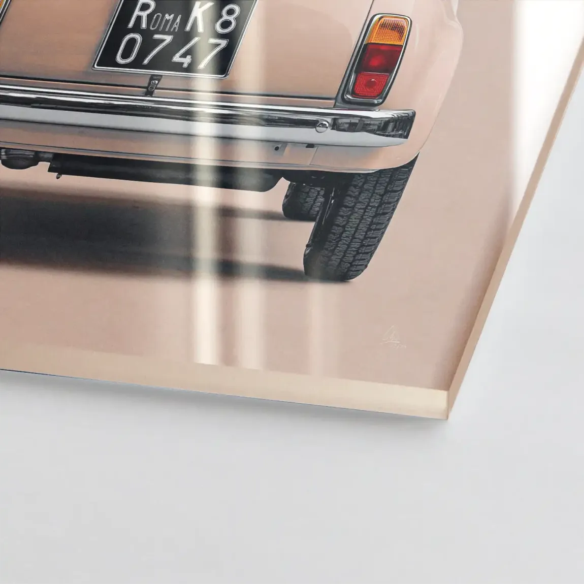 Fiat 500 Crema Acrylglasbild