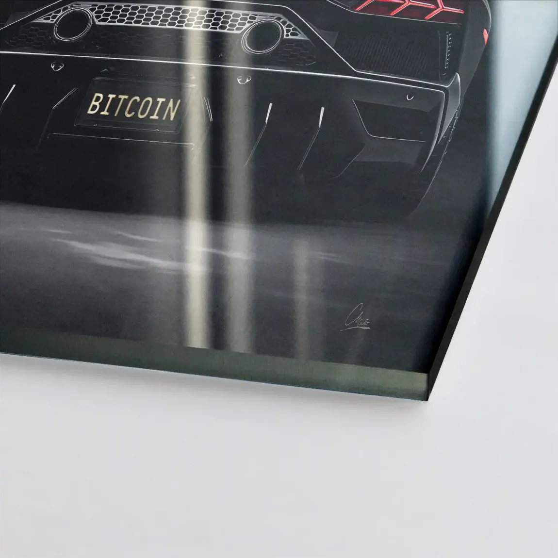 Lambo Bitcoin Acrylglasbild