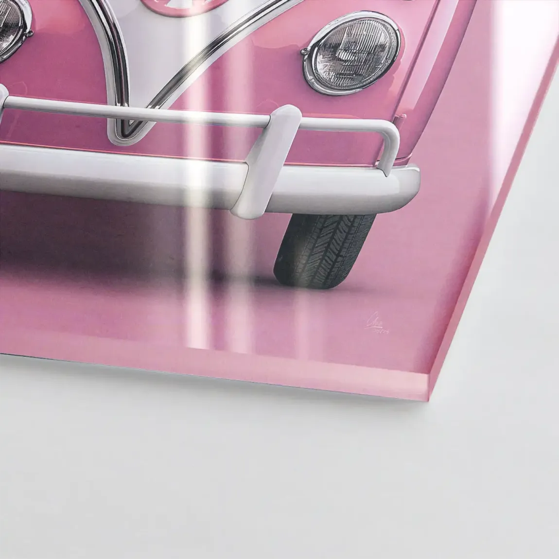 Pink VW Bulli Acrylglasbild