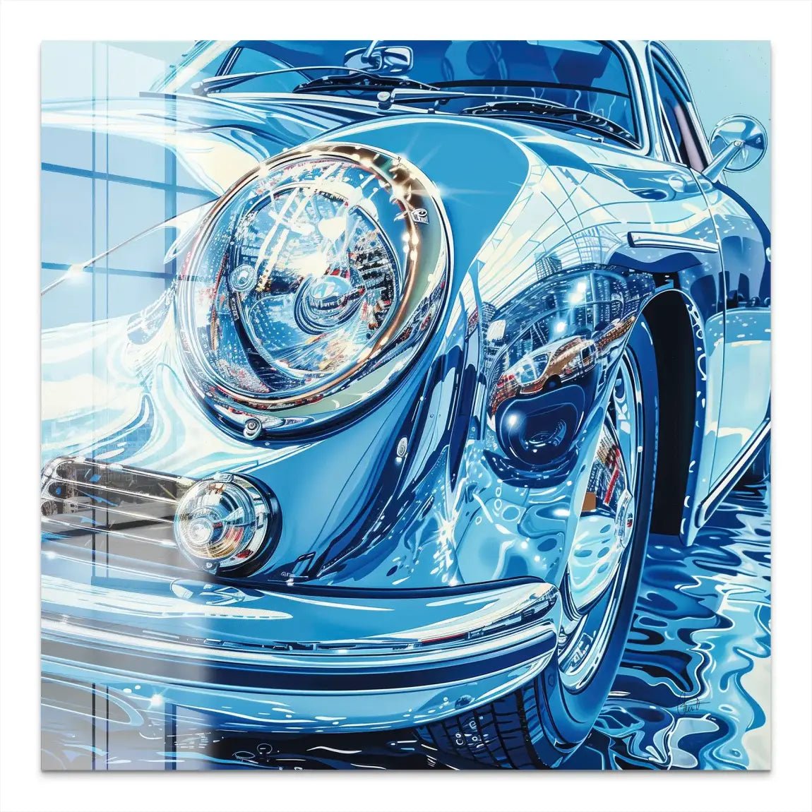 Porsche 356 Abstrakt Blue Nr.2 Acrylglas Bild INGALERIE