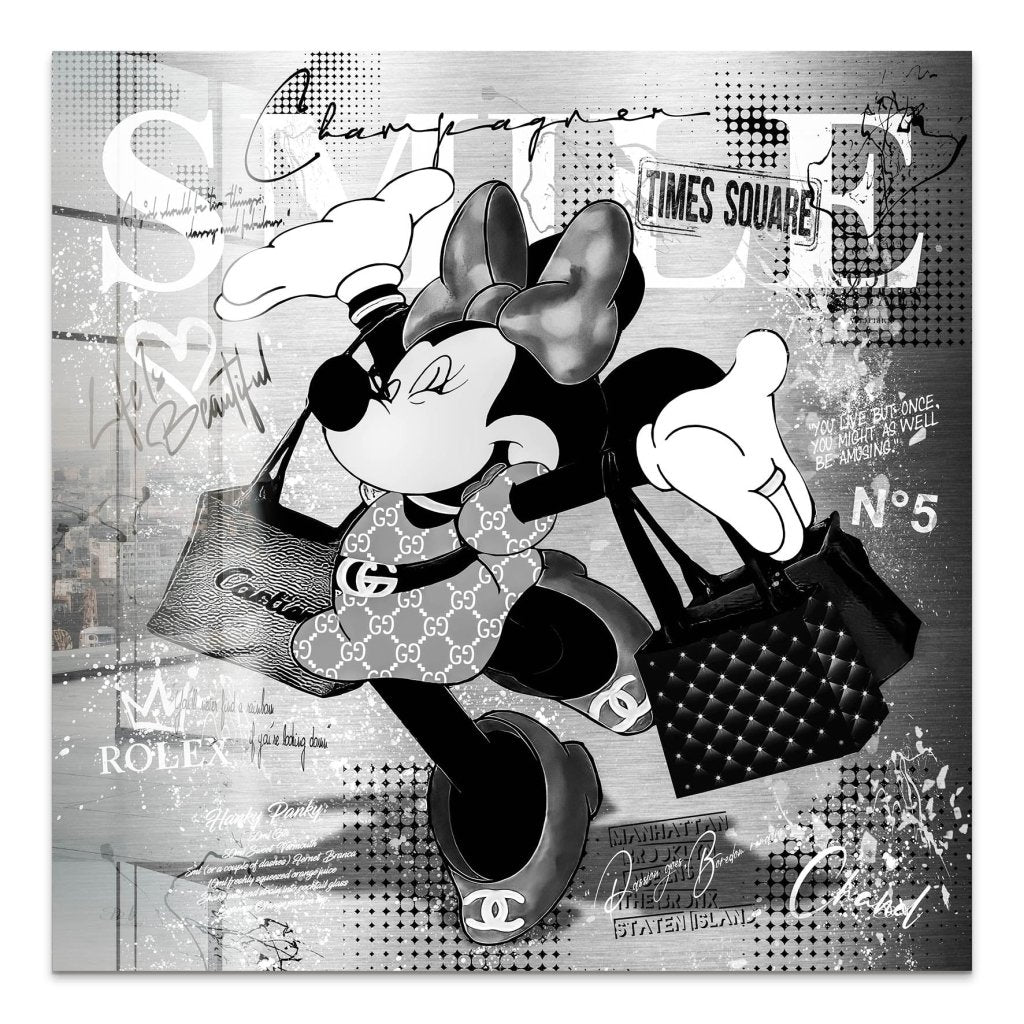 Minnie Smile Black Pop Art Acrylglas Bild INGALERIE