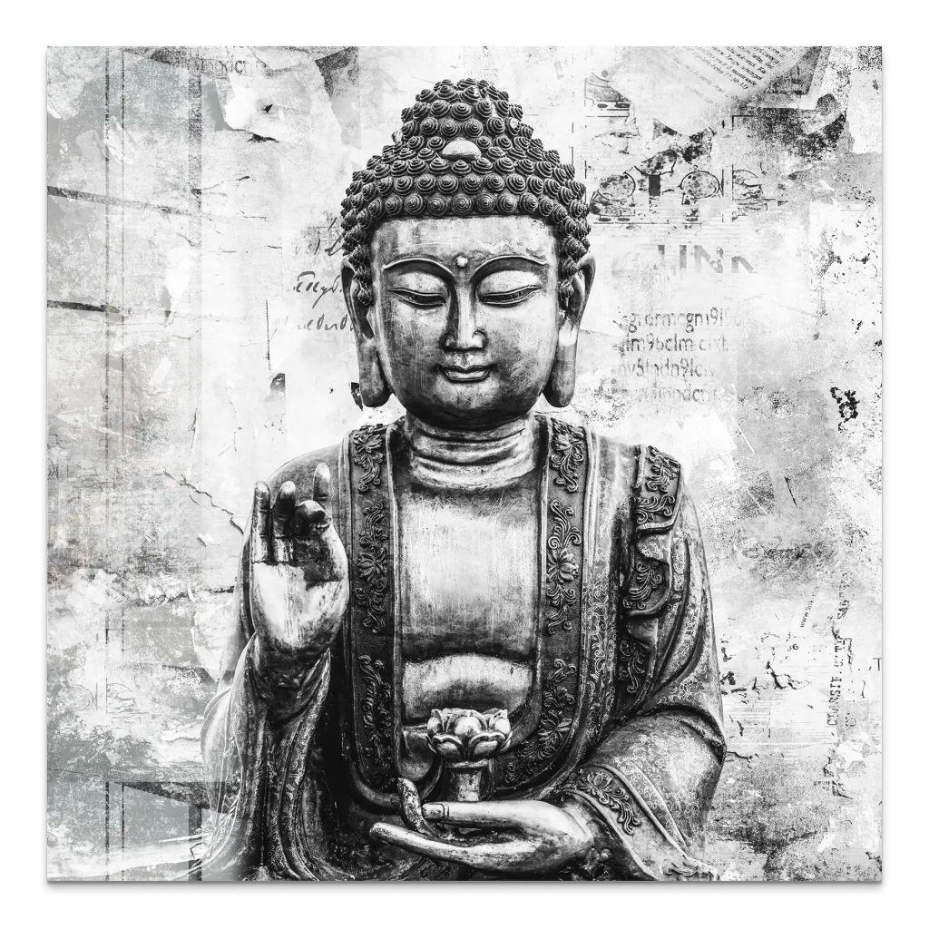 Buddha Abstrakt Black & White Acrylglas Bild INGALERIE