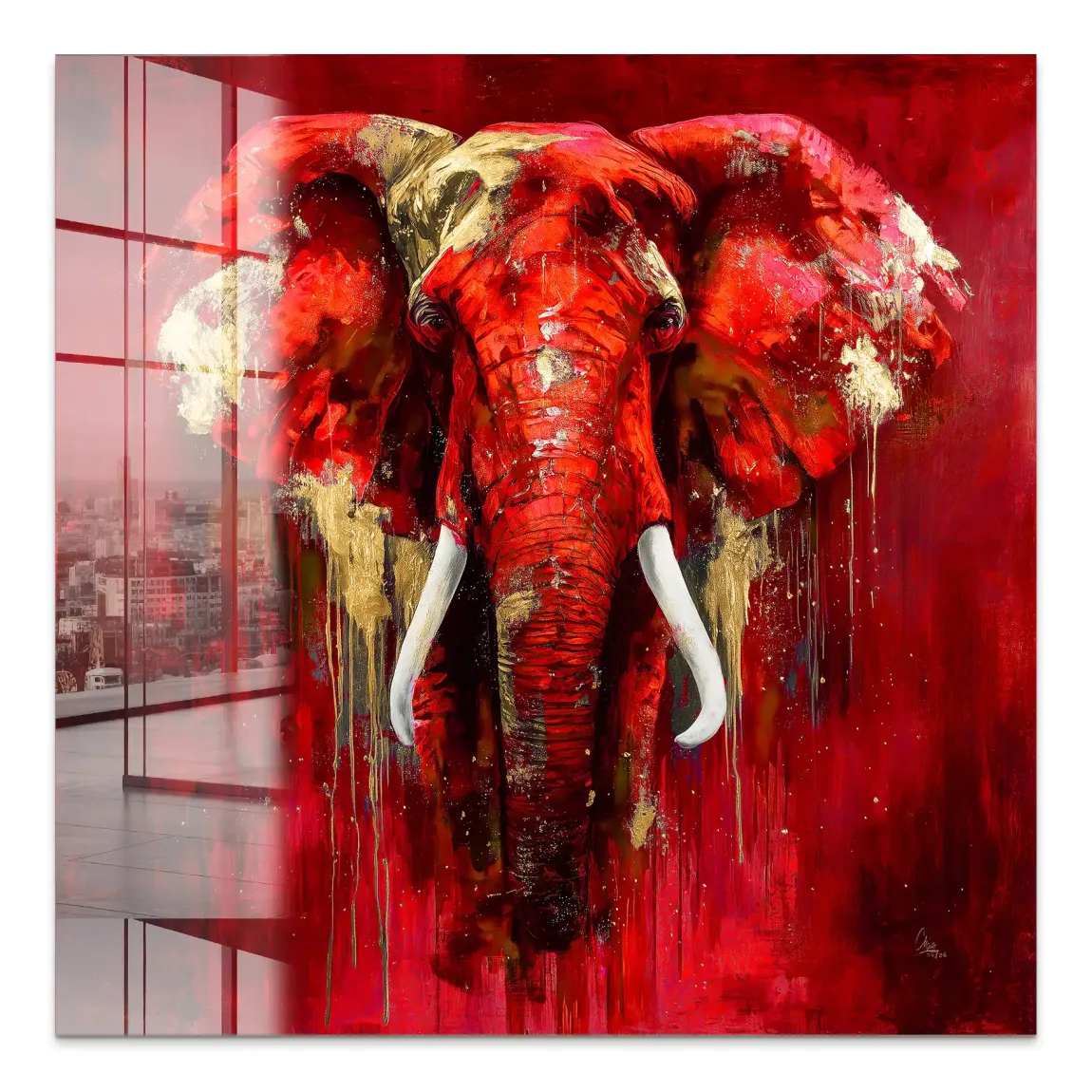 Roter Elefant Acrylglasbild