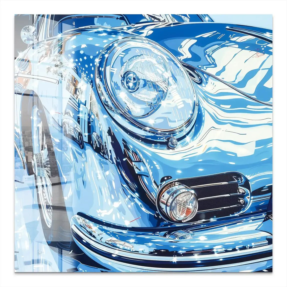 Porsche 356 Abstrakt Blue Acrylglas Bild INGALERIE