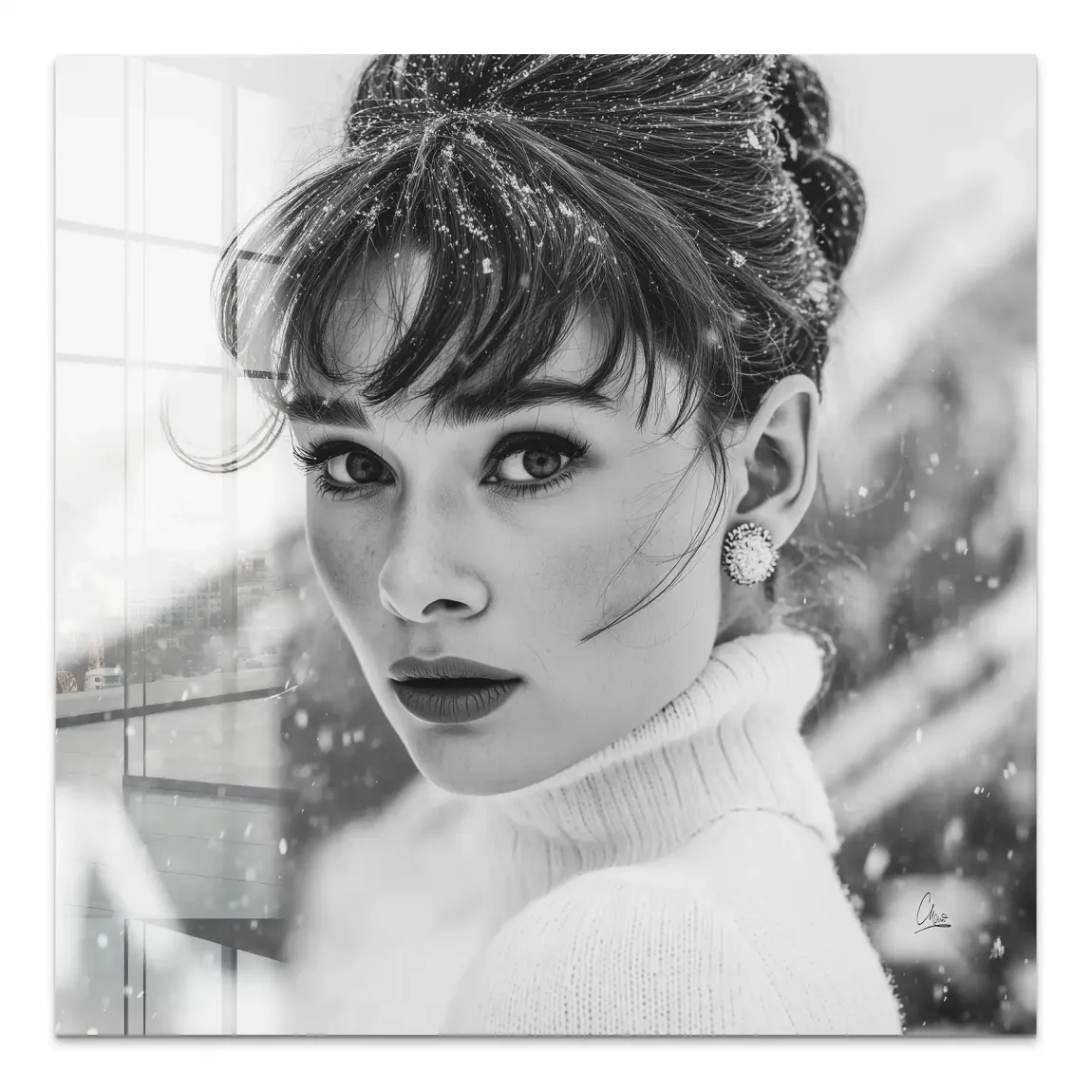 Audrey Hepburn Winter Portrait Acrylglas Bild