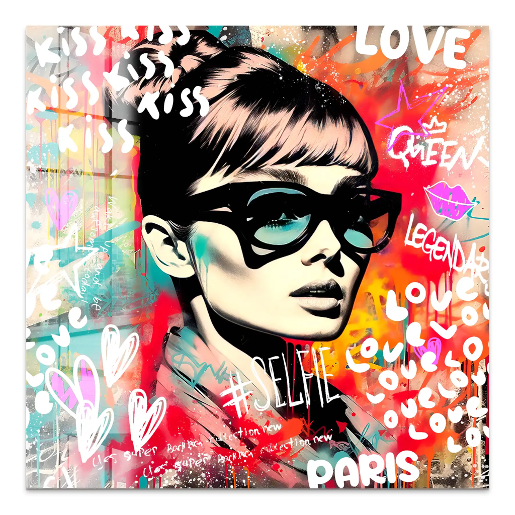 Audrey Hepburn Graffiti Acrylglas Bild INGALERIE