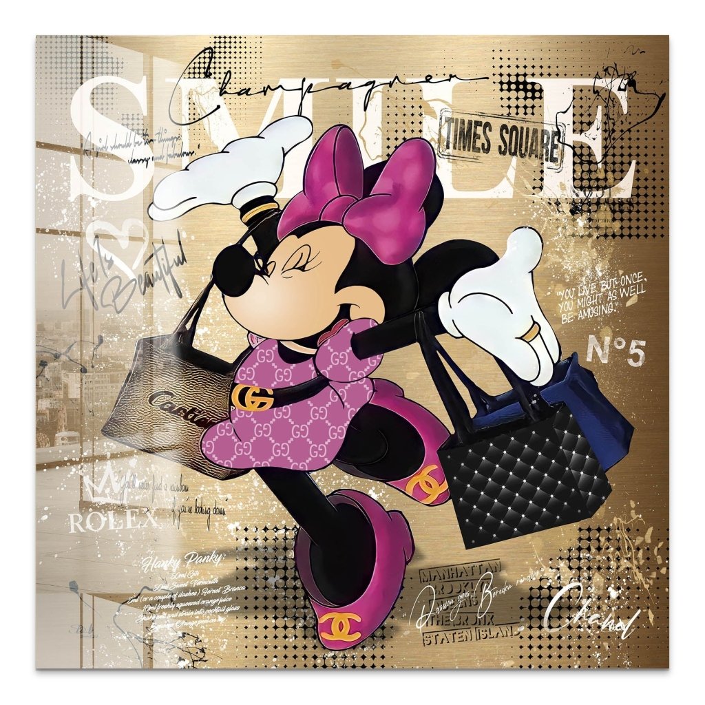 Minnie Smile Gold Pop Art Acrylglas Bild INGALERIE