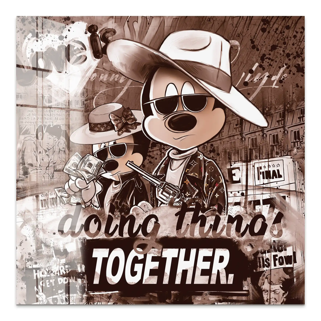 Micky & Minnie Gangster Retro Style Acrylglas Bild INGALERIE