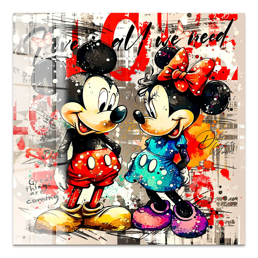 Micky Minnie Love Retro Acrylglas Bild INGALERIE