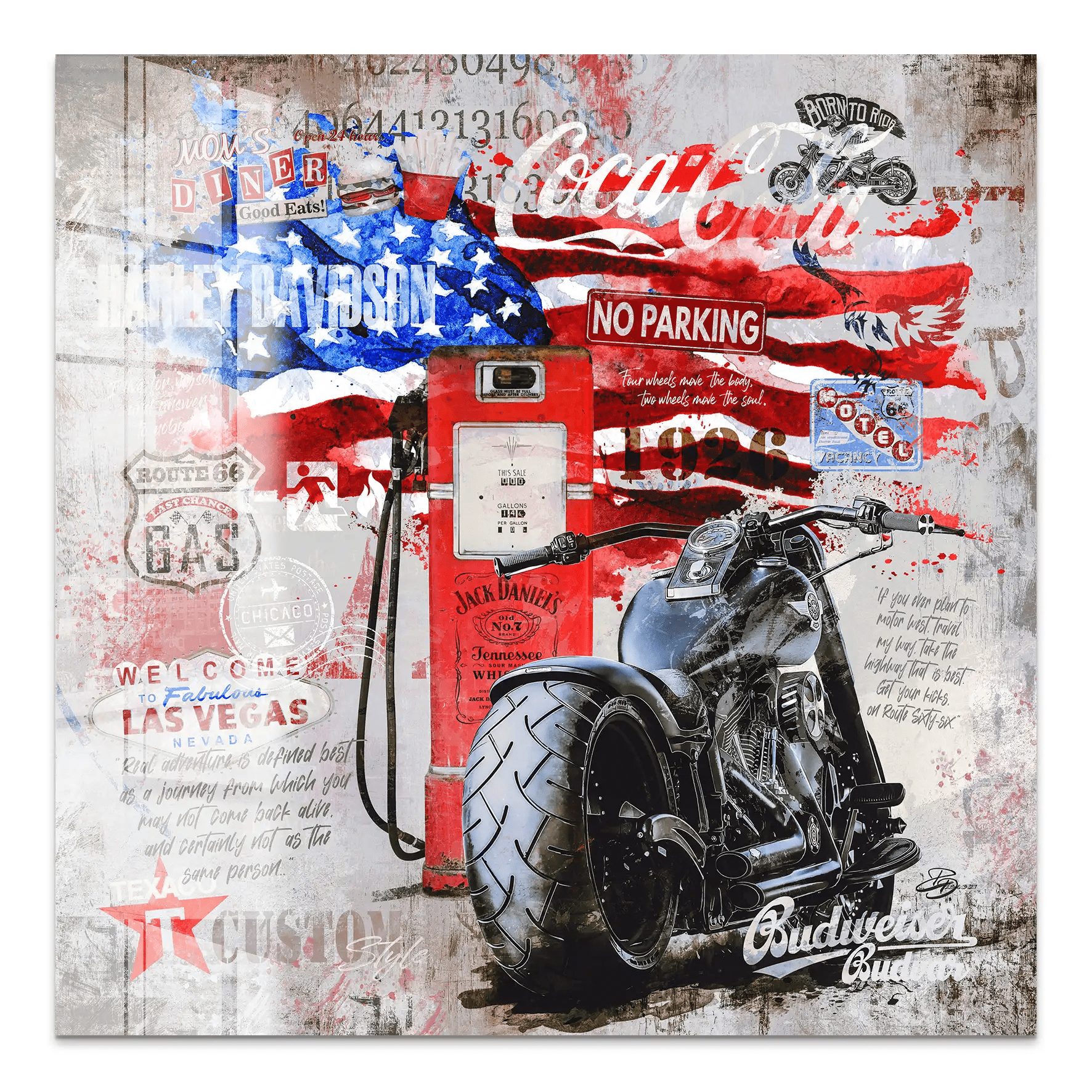 Harley USA Pop Art Nr.3 Acrylglas Bild INGALERIE