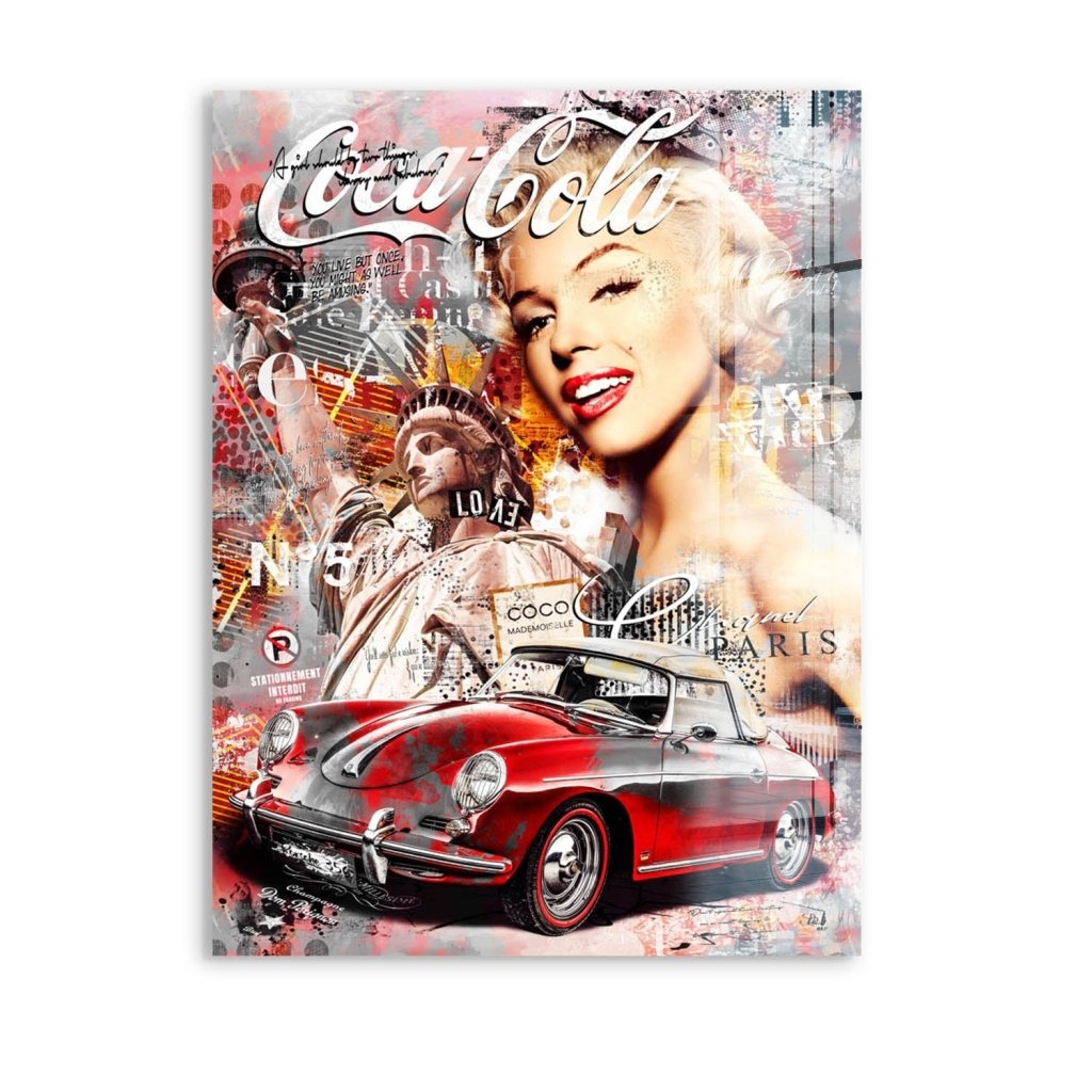 Marilyn Monroe Porsche Pop Art AluDibond Bild INGALERIE