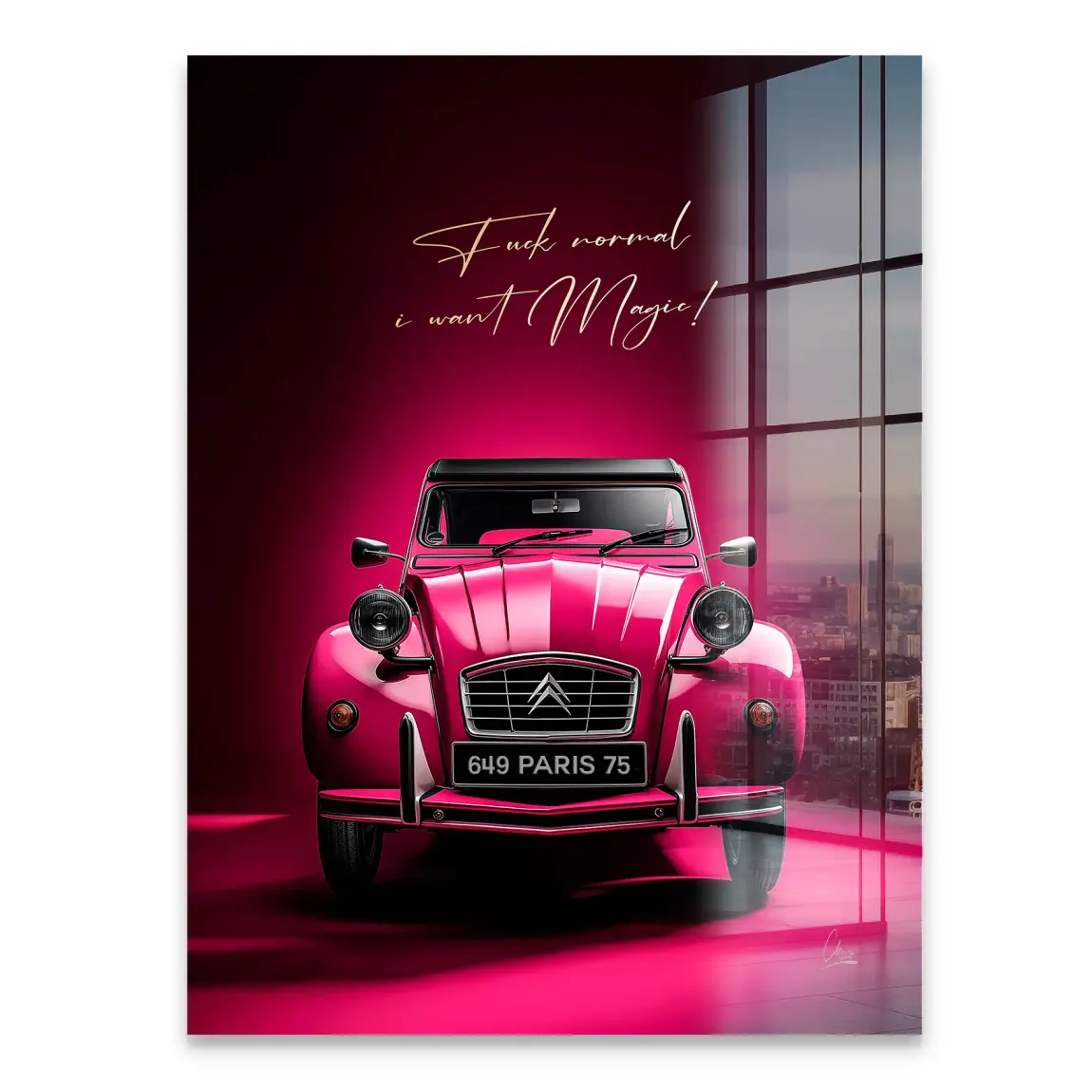 Pink Magic 2CV Acrylglasbild