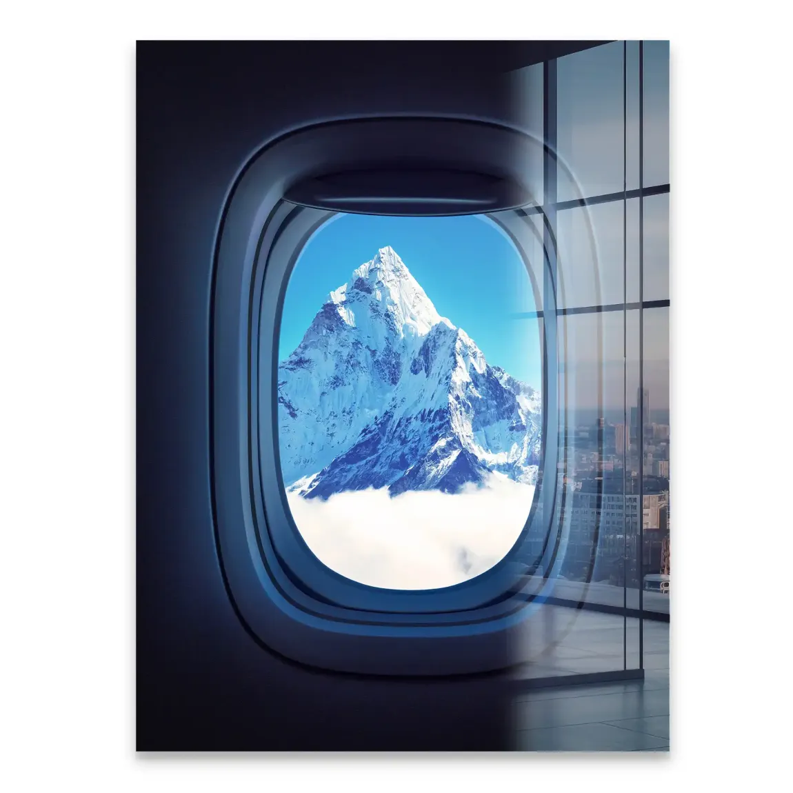 Flugzeugfenster Mount Everest Acrylglasbild