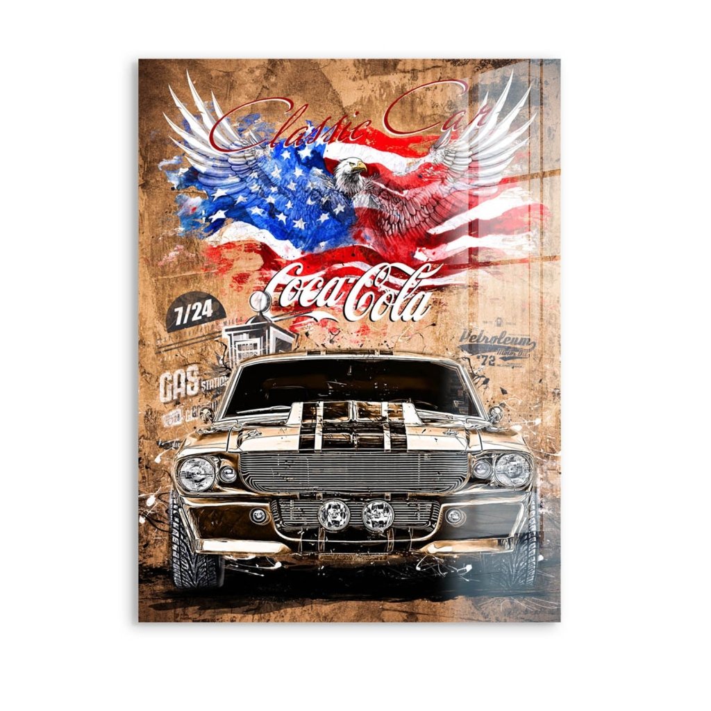 Ford Mustang Pop Art Vintage Style Acrylglas Bild INGALERIE