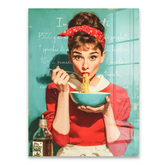Audrey Hepburn Pasta Moments Acrylglasbild