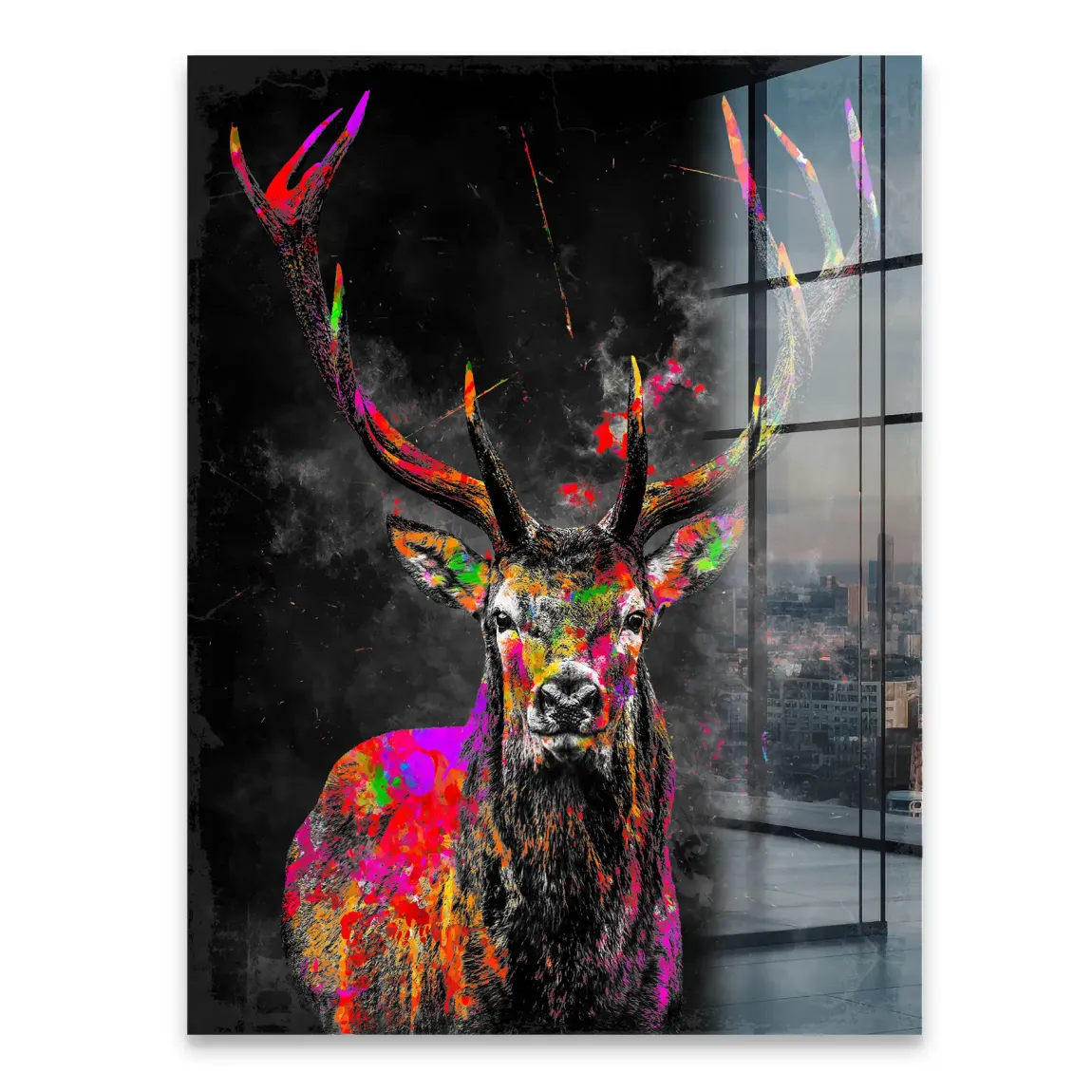 Bunter Hirsch Acrylglasbild