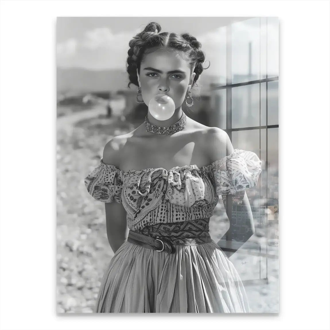 Young Frida Bubble Gum Acrylglasbild INGALERIE