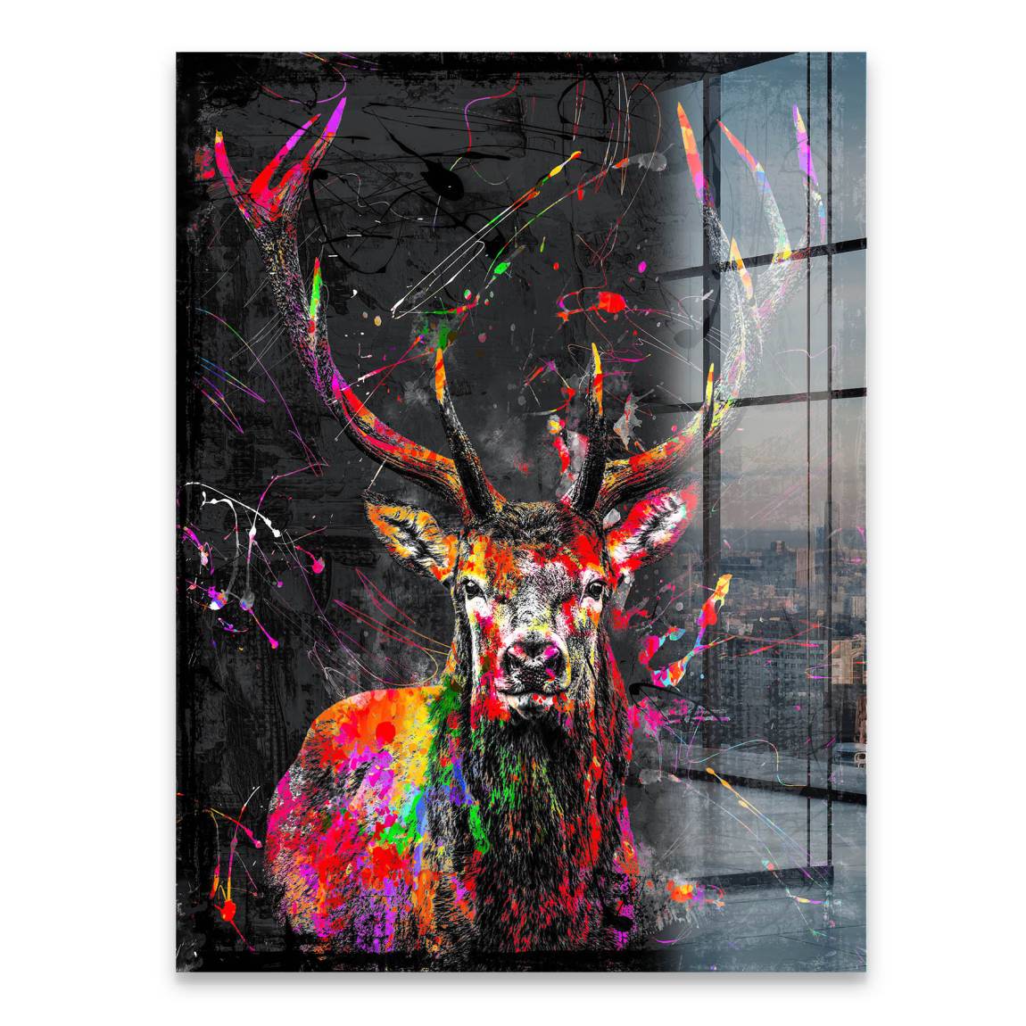Hirsch Pop Style Acrylglasbild