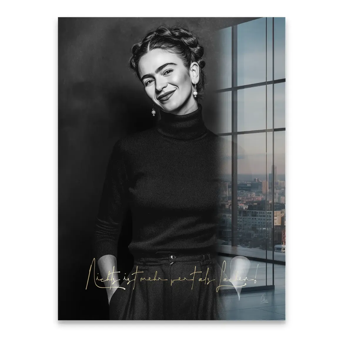 Frida Kahlo stilles Lächeln Acrylglasbild