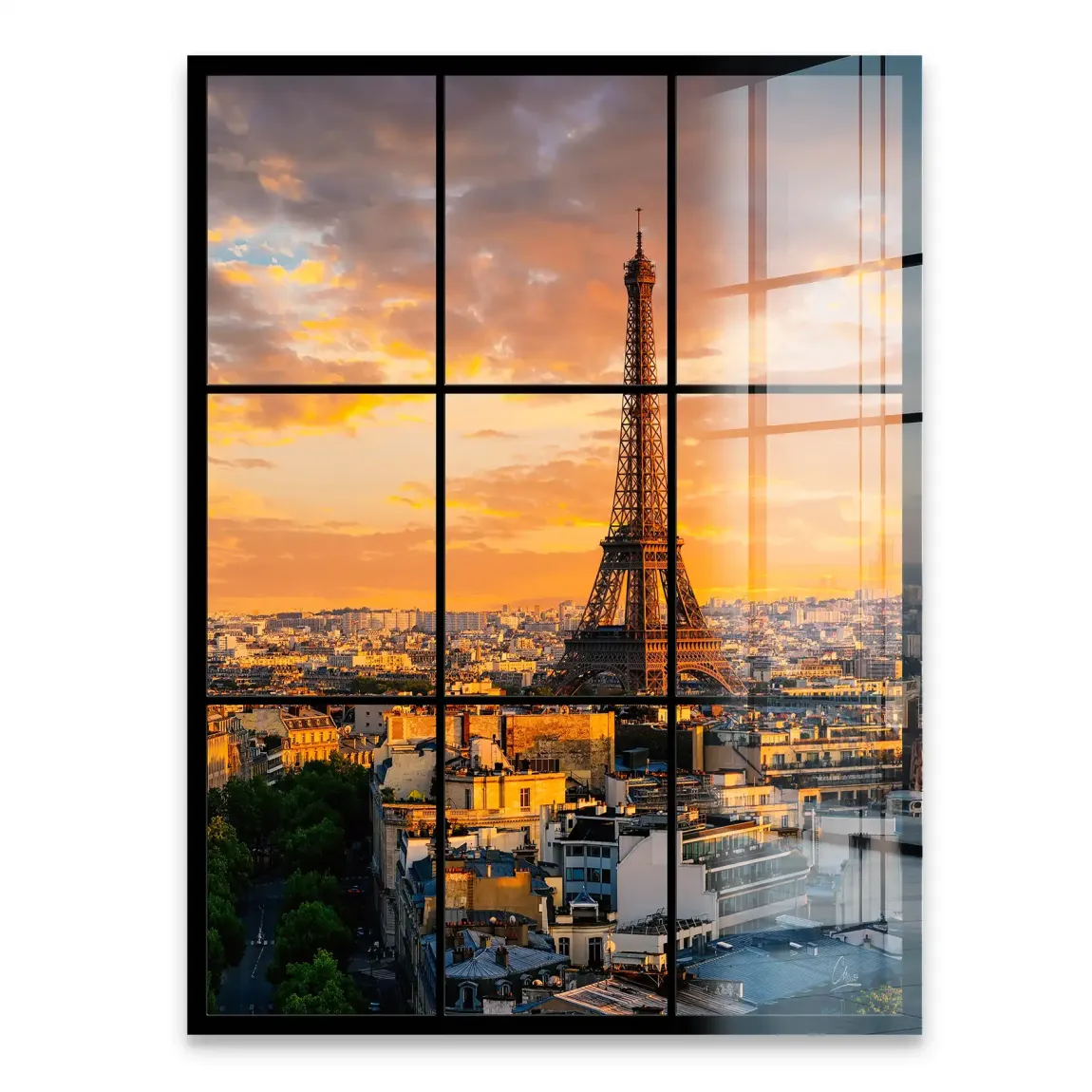 Sunset View Paris Acrylglasbild