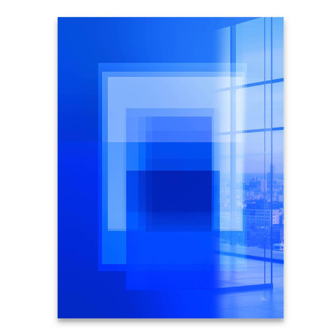 Kobaltblaue Geometrie Acrylglasbild