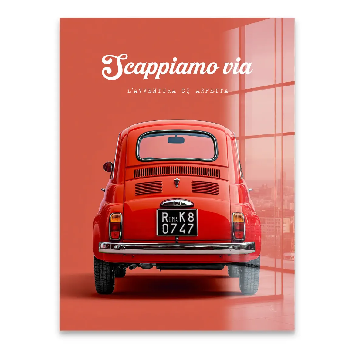 Fiat 500 Rosso Acrylglasbild