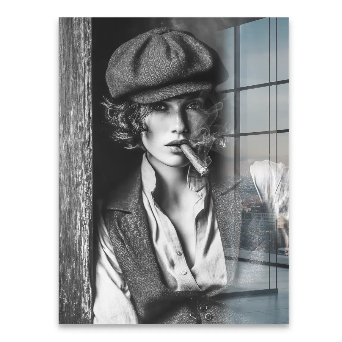 Smoke & Secrets Beauty in schwarz weiss Acrylglasbild INGALERIE