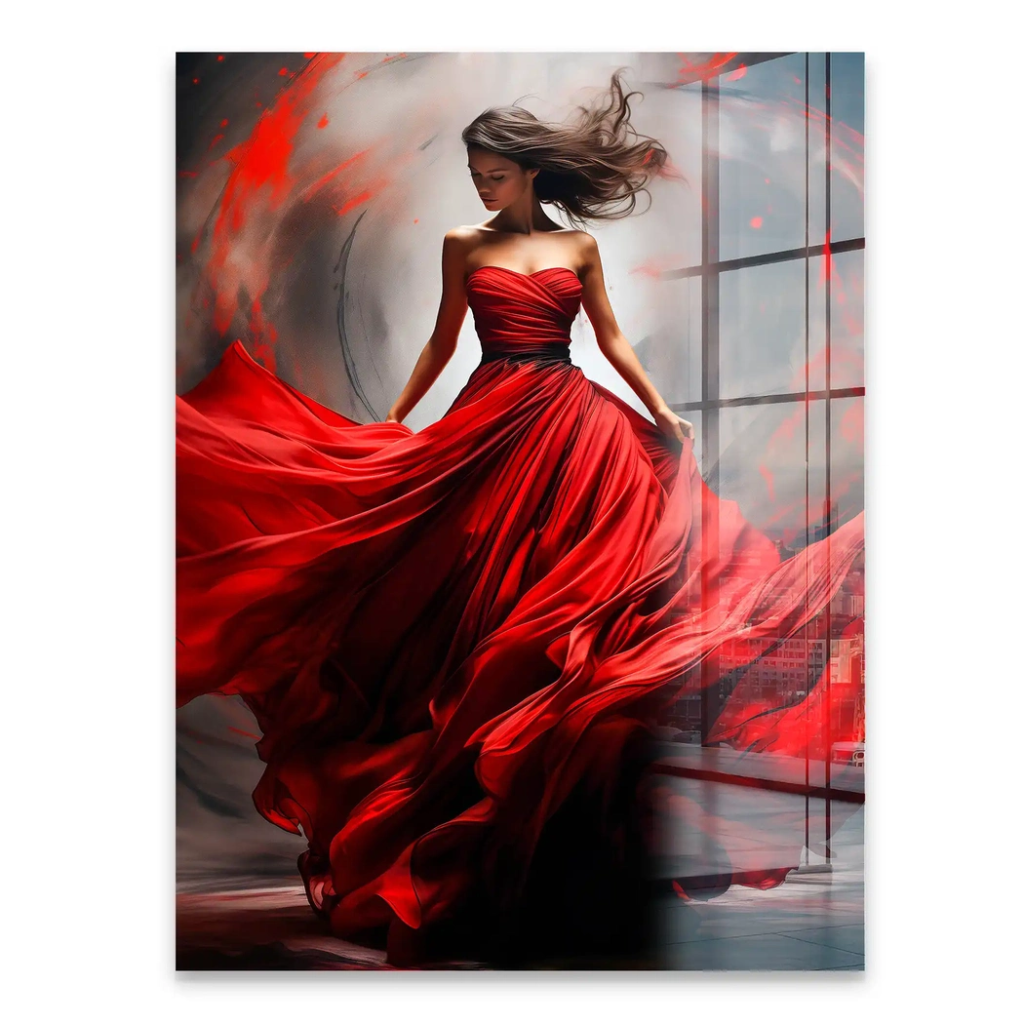 Woman In Red Acrylglas Bild INGALERIE