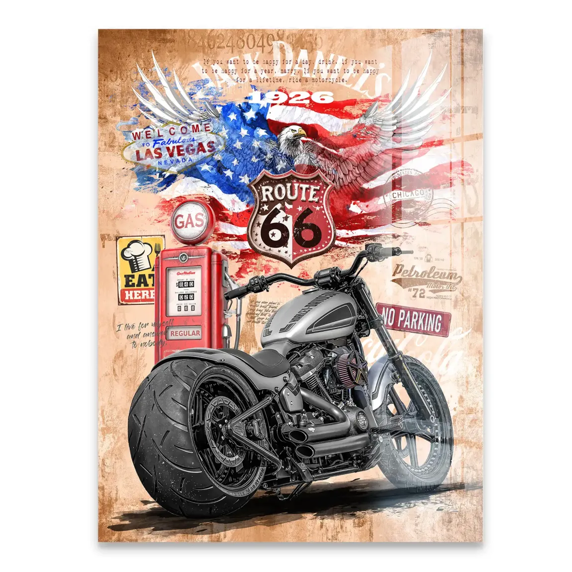 Harley Route 66 Acrylglasbild