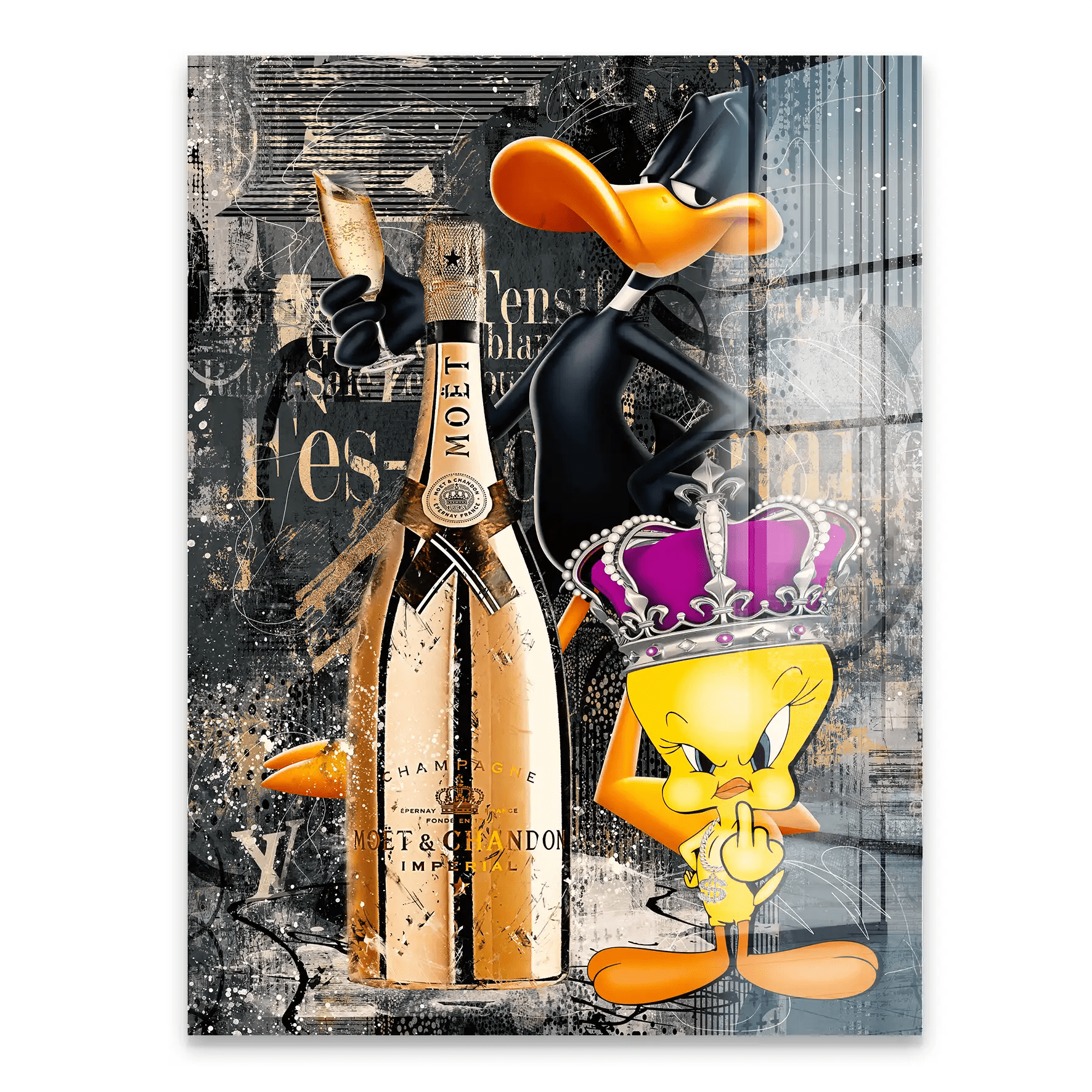 Duffy & Tweety Champagner Pop Art Acrylglas Bild INGALERIE