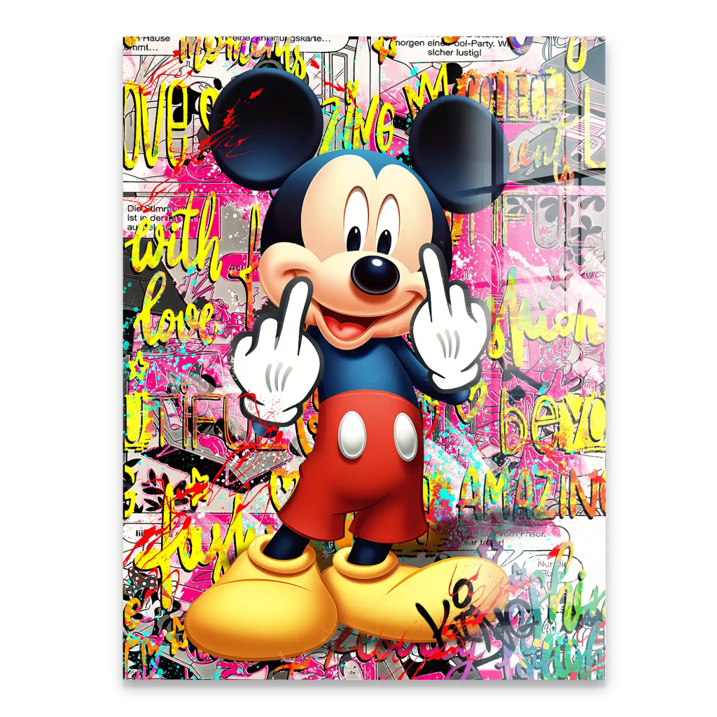 Micky Mittelfinger Street Art Acrylglas Bild INGALERIE