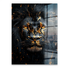 Black Lion in Gold Acrylglasbild