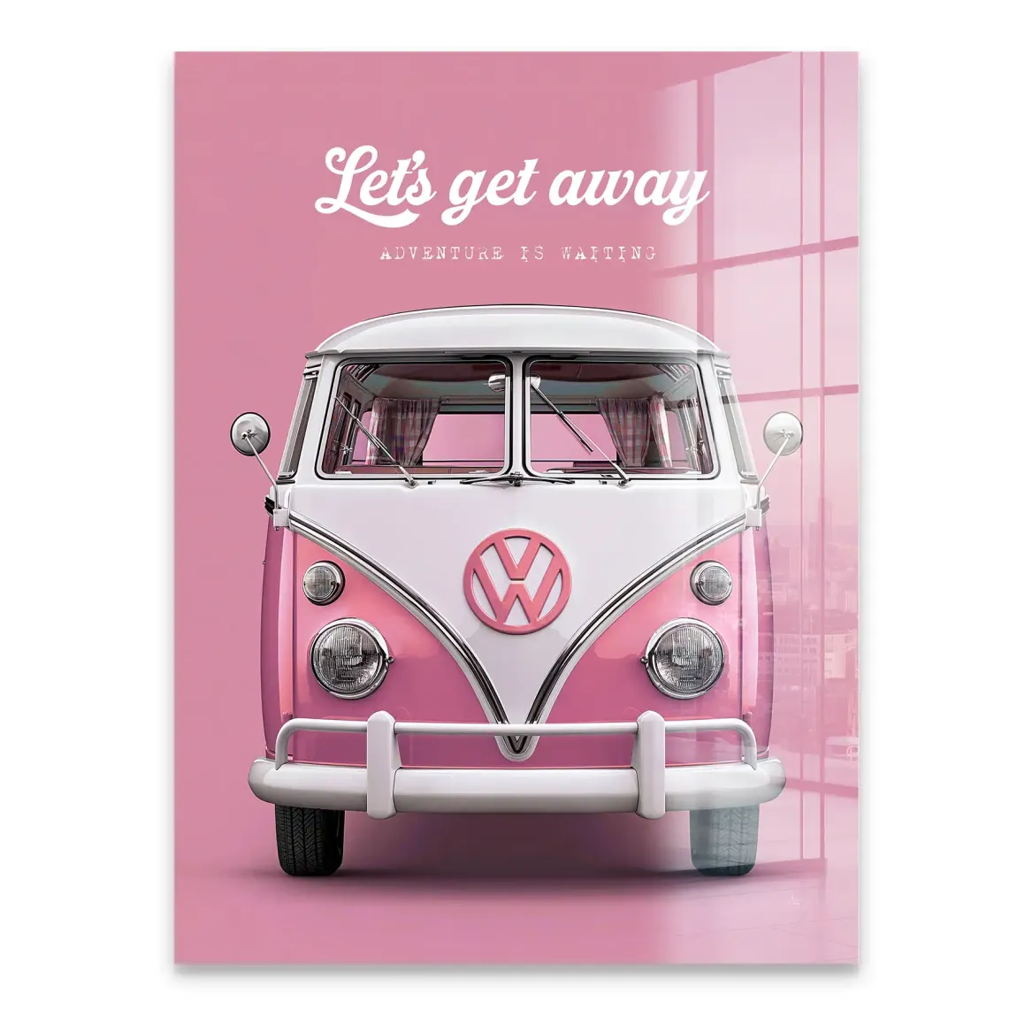 Pink VW Bulli Acrylglasbild