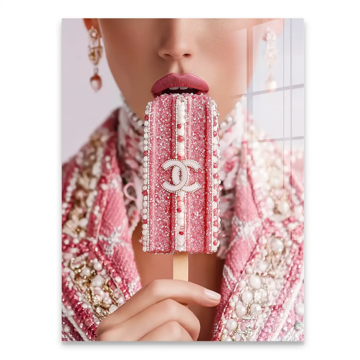 Pink Pearl Ice Couture Chanel Acrylglasbild