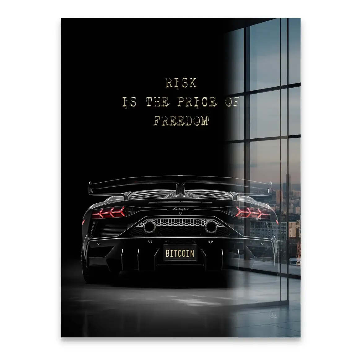 Lambo Bitcoin Acrylglasbild
