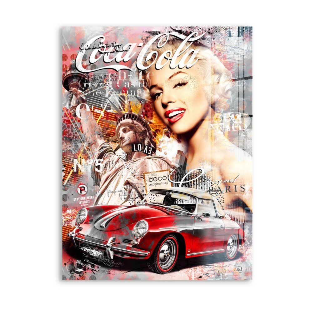 Marilyn Monroe Porsche Pop Art Acrylglas Bild INGALERIE