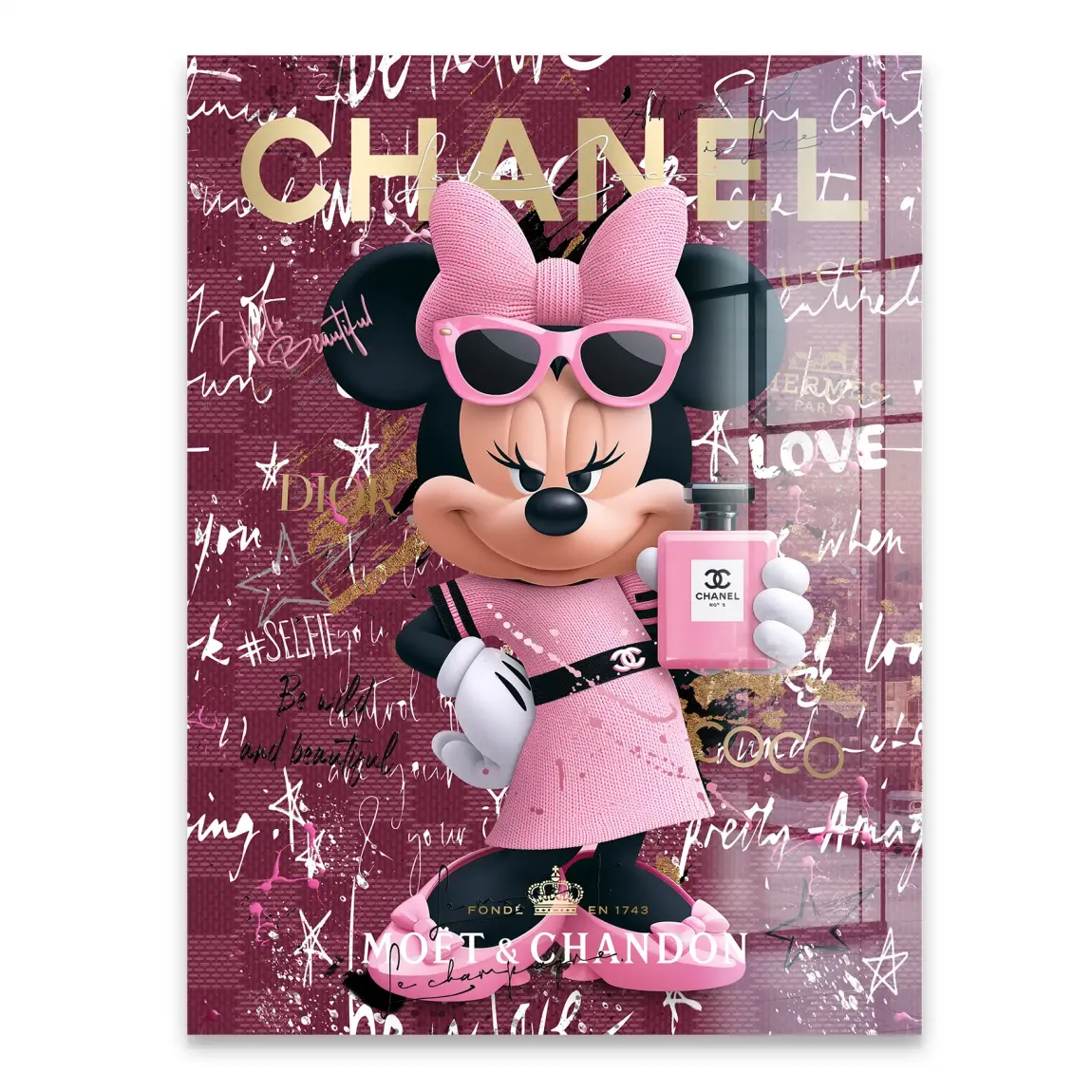 Minnie Maus Glam Chanel Acrylglasbild