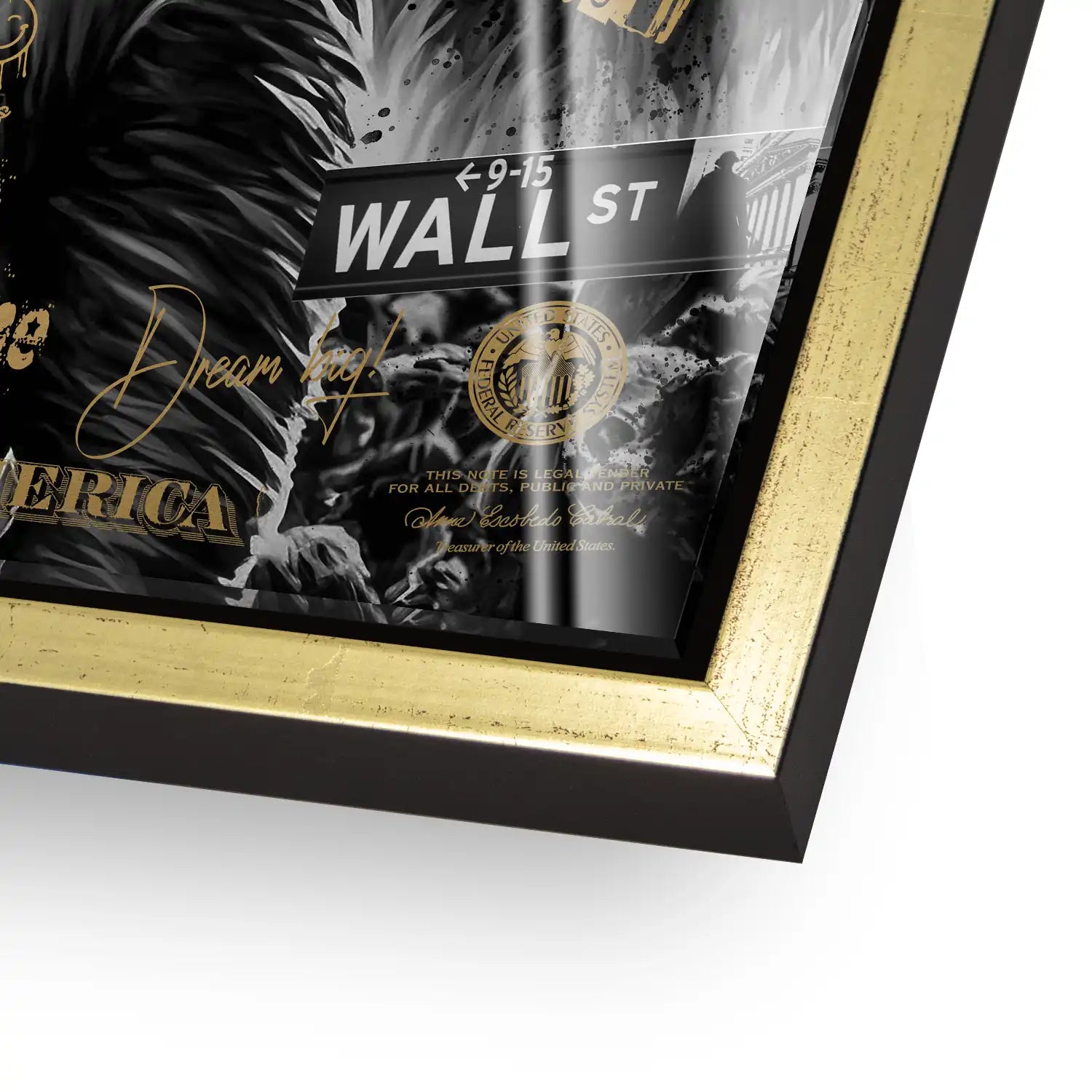 Wallstreet Wolf Gold Style Acrylglas Bild INGALERIE