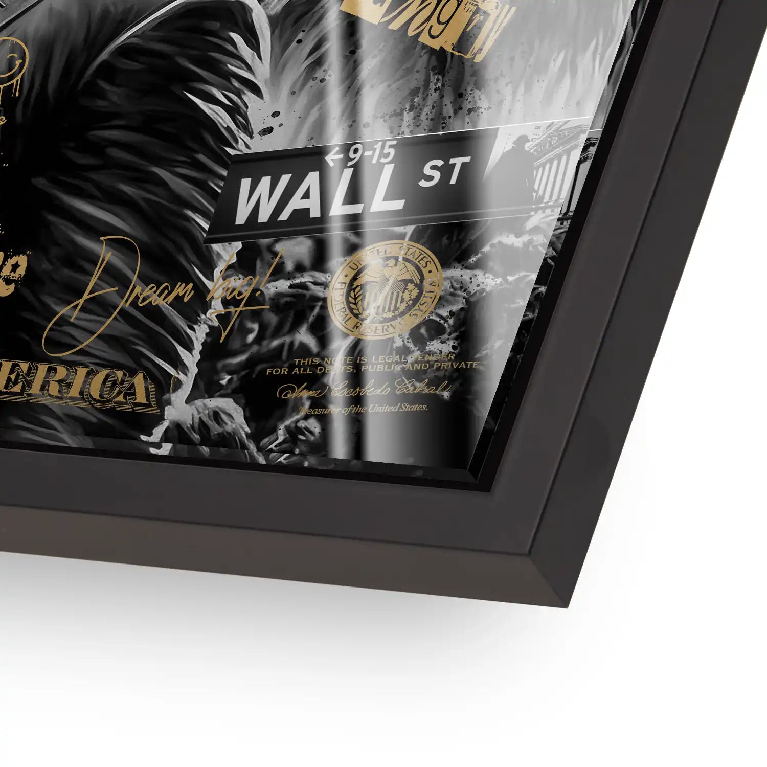 Wallstreet Wolf Gold Style Acrylglas Bild INGALERIE