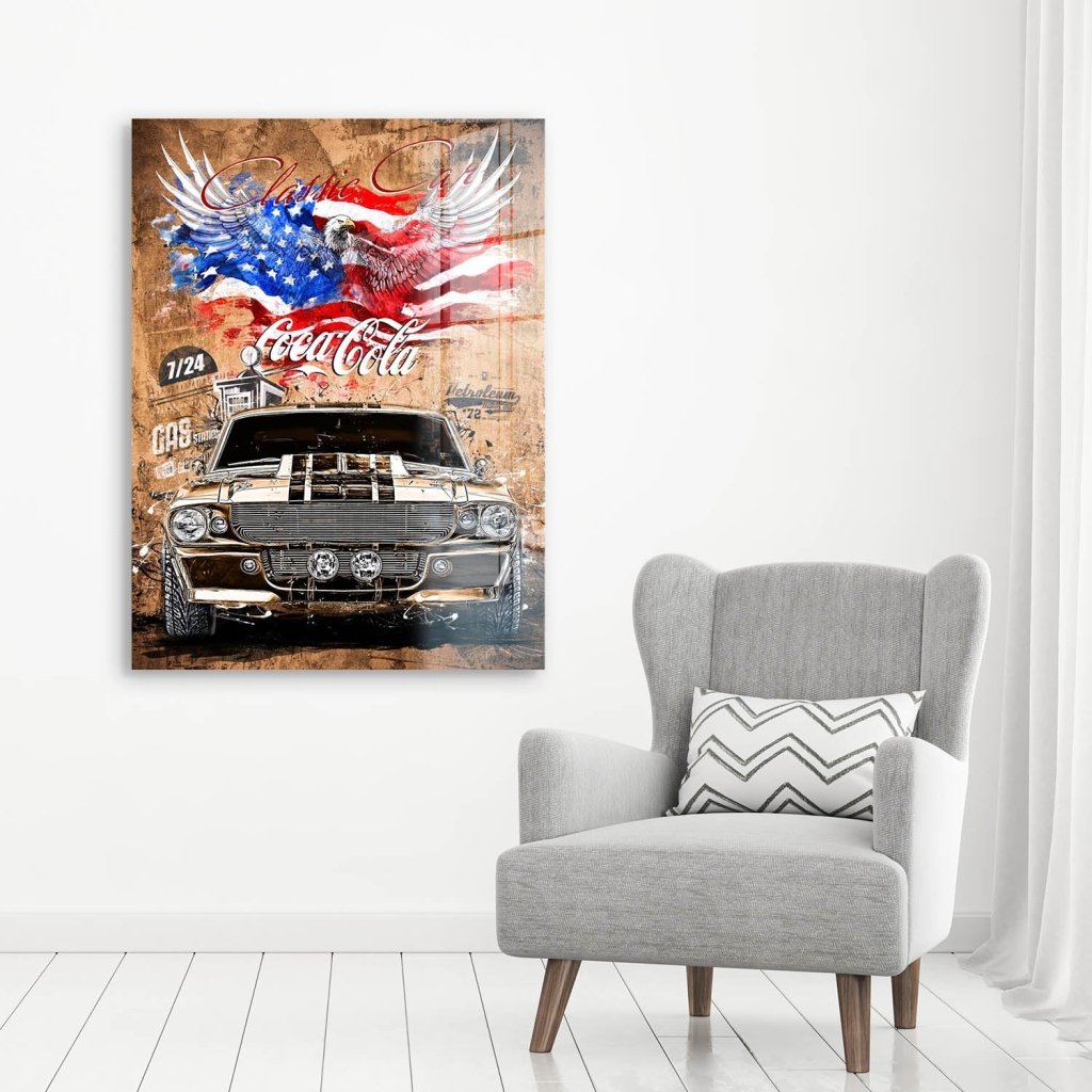 Ford Mustang Pop Art Vintage Style Acrylglas Bild INGALERIE